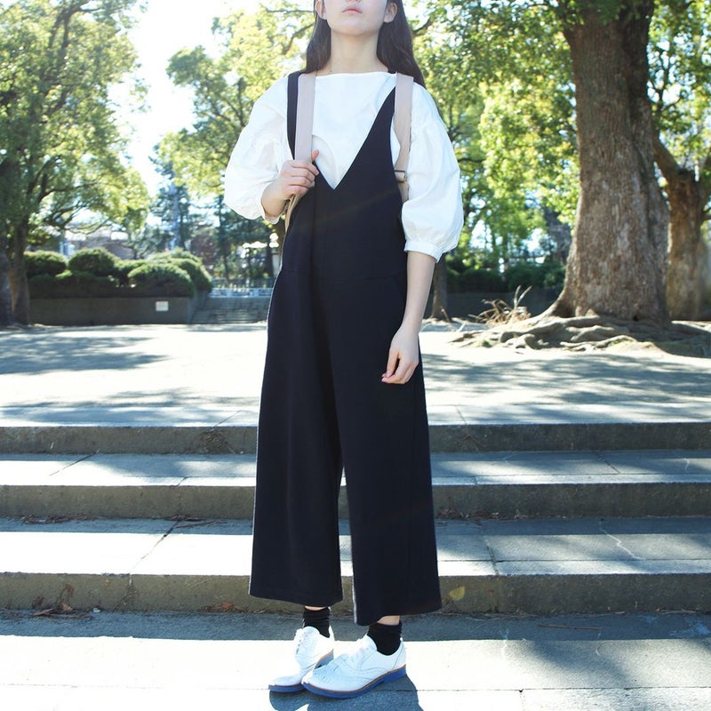 大人可愛いサロペットパンツブラック