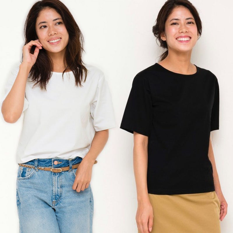 レディース滑らかコットン大人の半袖Tシャツ