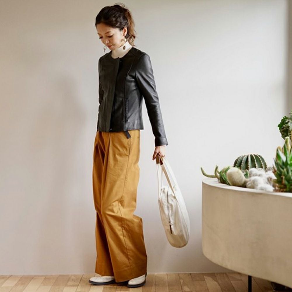 本革ラムレザージャケット黒ブラック レディース