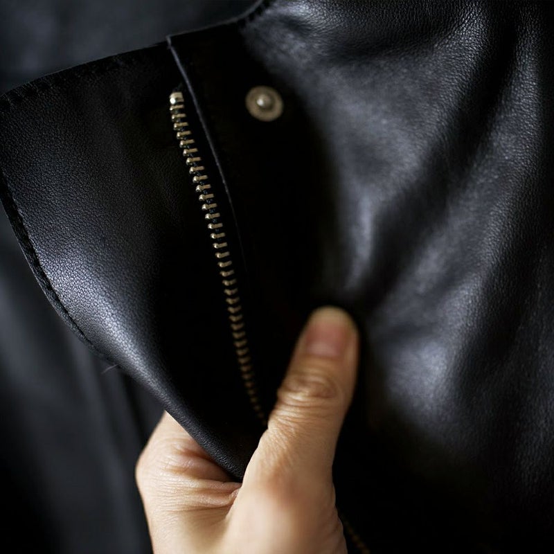 本革ラムレザージャケット黒ブラック レディース