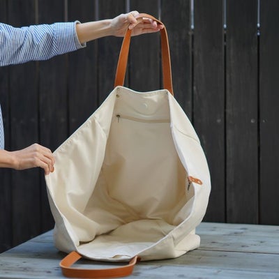 ピトピト雫＊持ち手レザーのドロップバッグ 本革持ち手 2way ビッグトート