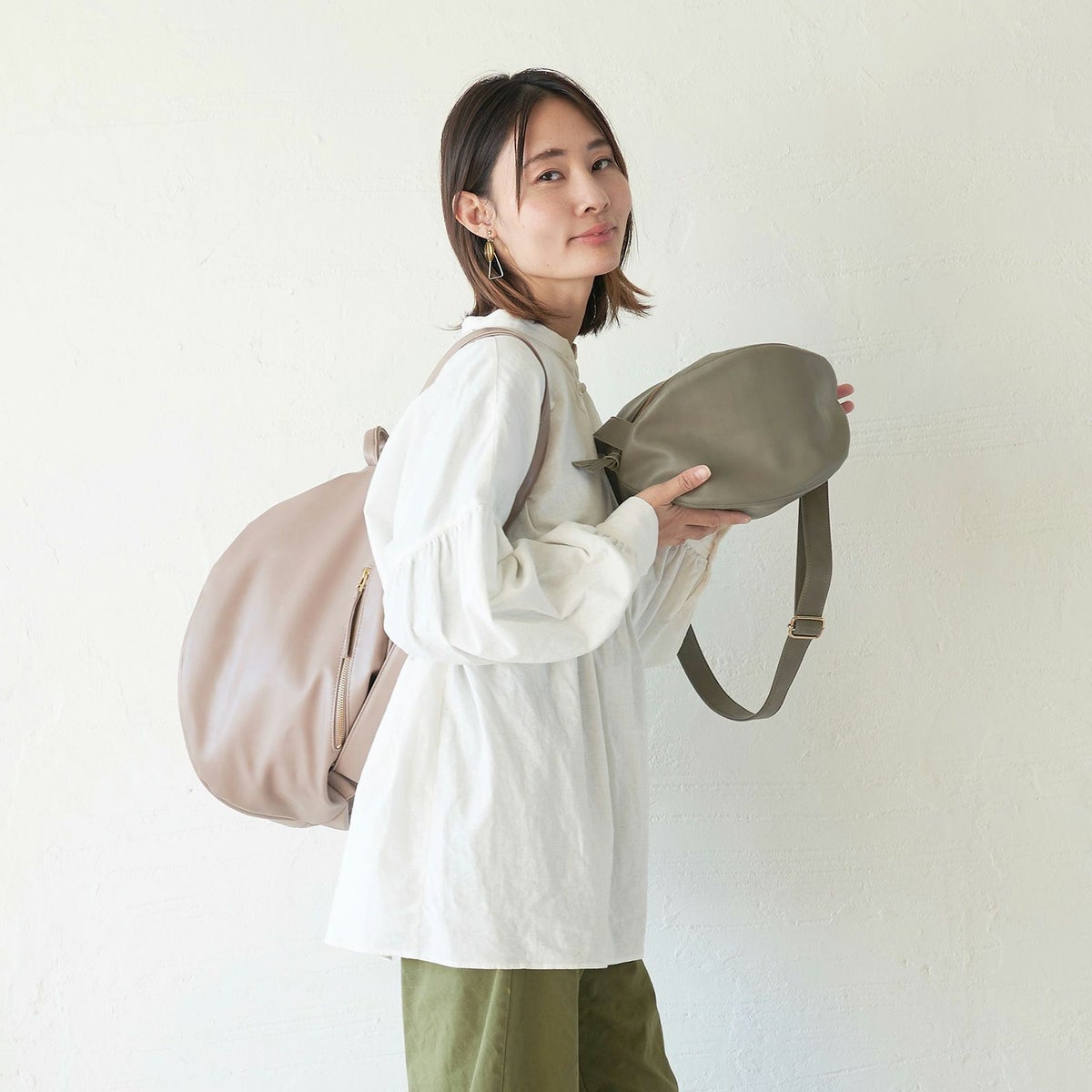 大人のバックパックころんとリュックPUレザー