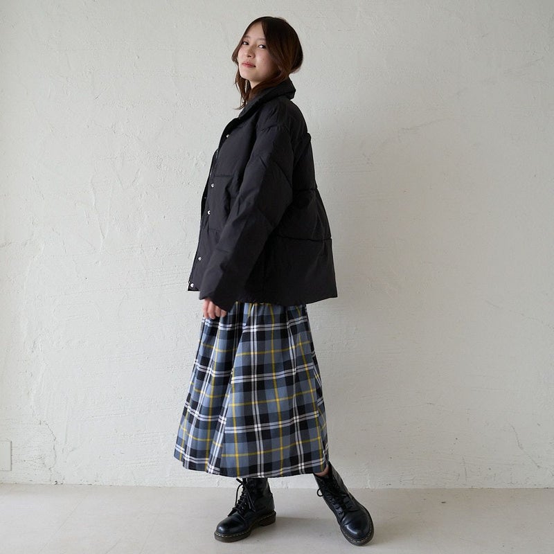 大人のチェック柄タックスカートもりのがっこう