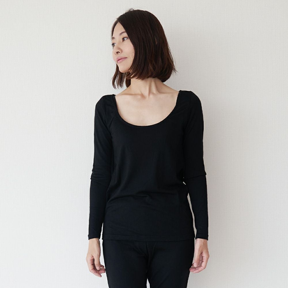 メリノウール暖かレディース広い襟ぐり