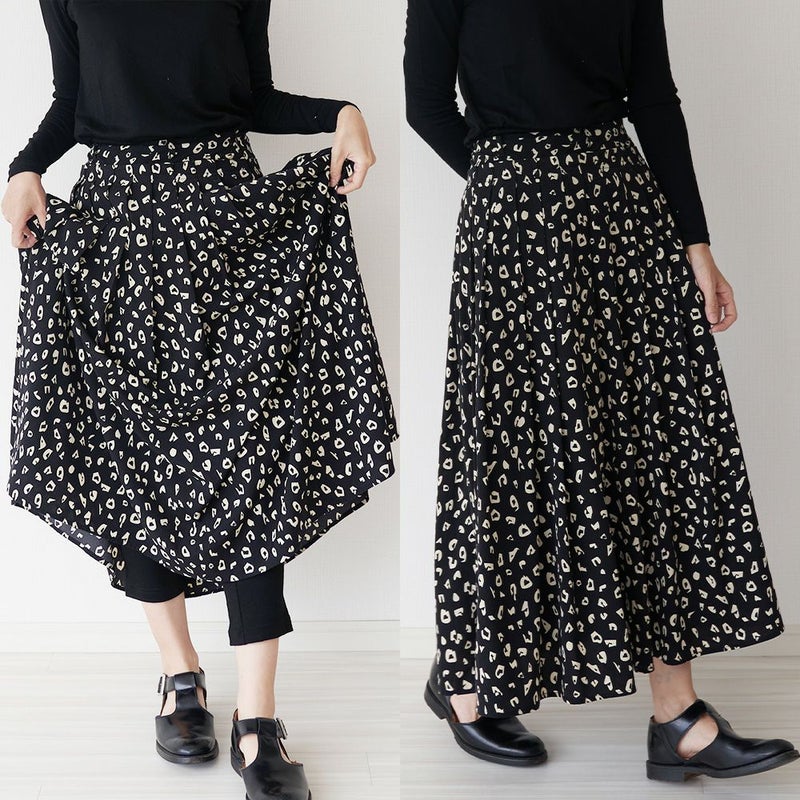 メリノウール重ね着ロングスカートレギンス