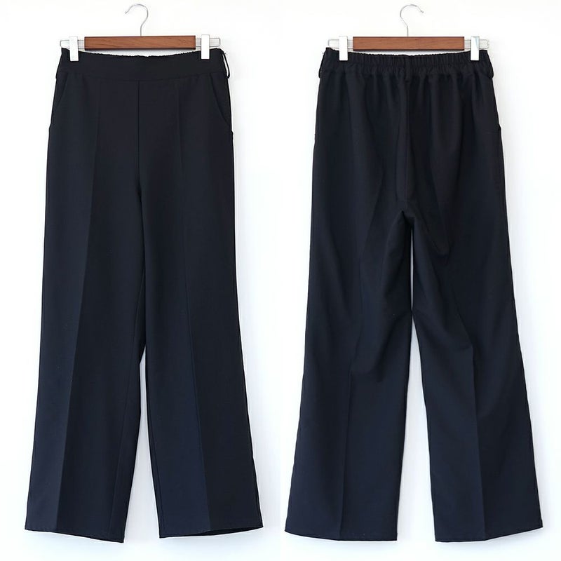 ゴム入りストレッチ素材ワイドパンツ