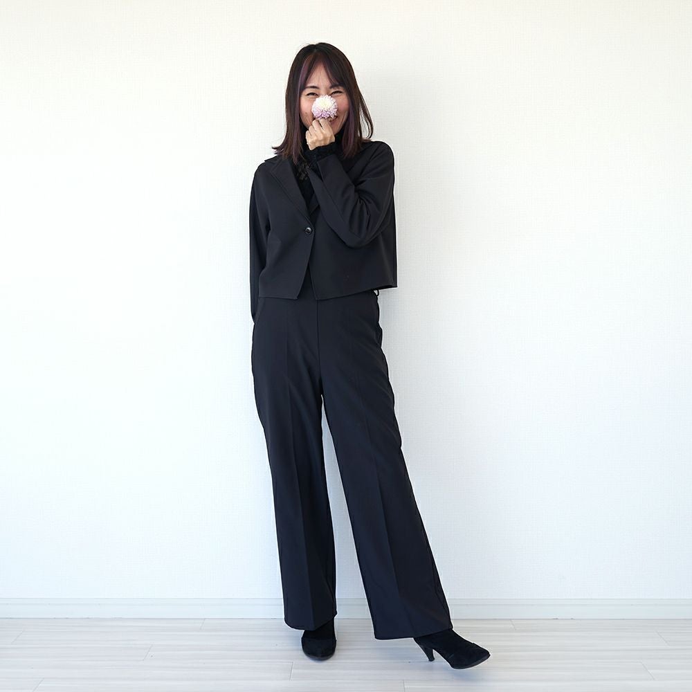 パンツ単品】ストレッチワイドパンツ(ブラック) | もりのがっこう公式