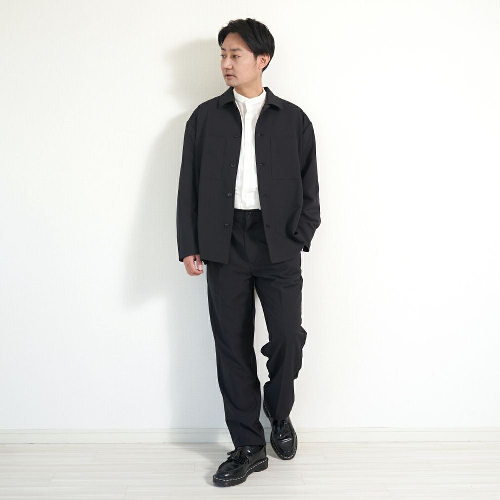 メンズストレッチタックパンツ黒ブラックフォーマル後ゴム