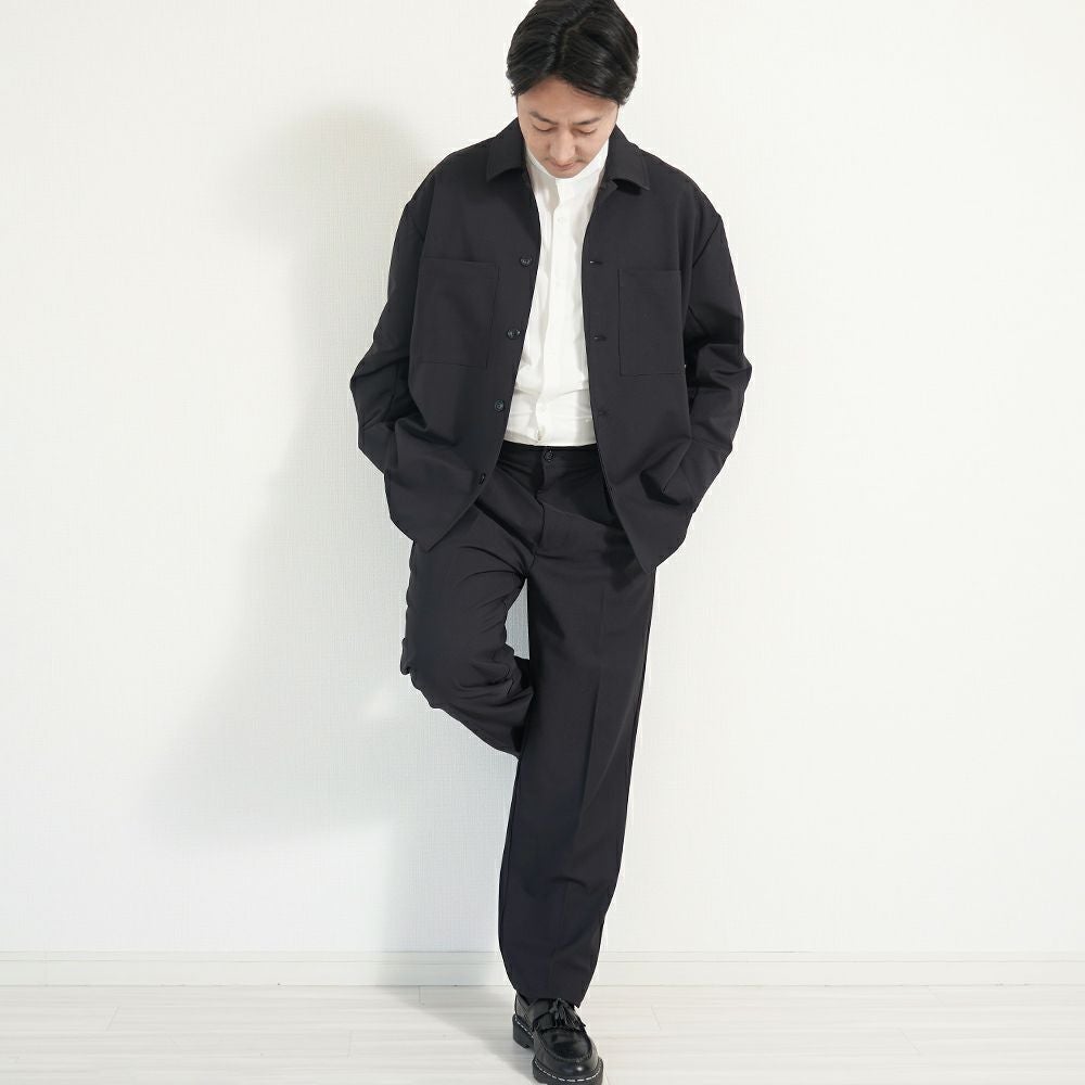 メンズストレッチタックパンツ黒ブラックフォーマル後ゴム