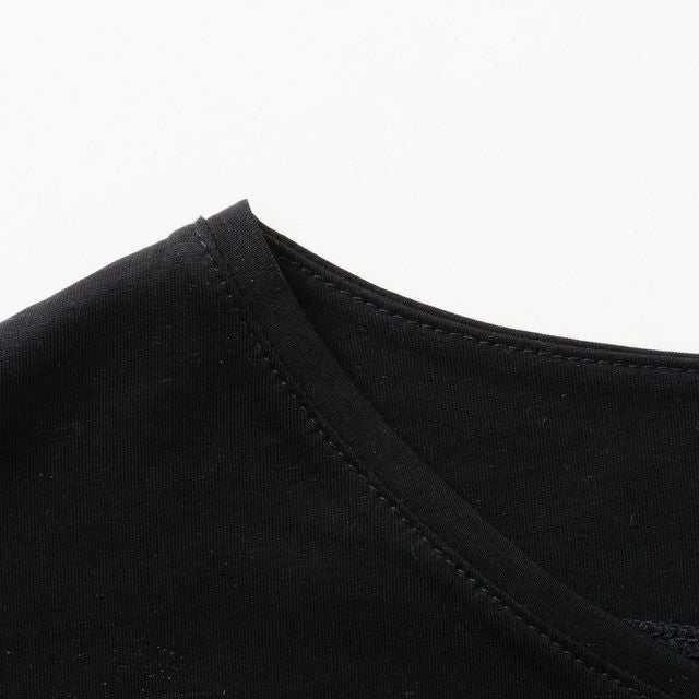 二の腕カバー細見え大人のTシャツレディースブラック