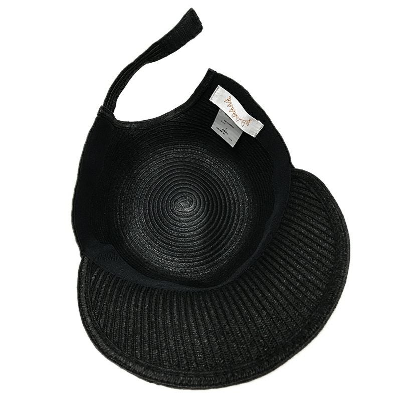 サイズ調整OK麦わらキャップ黒ハイクキャップ