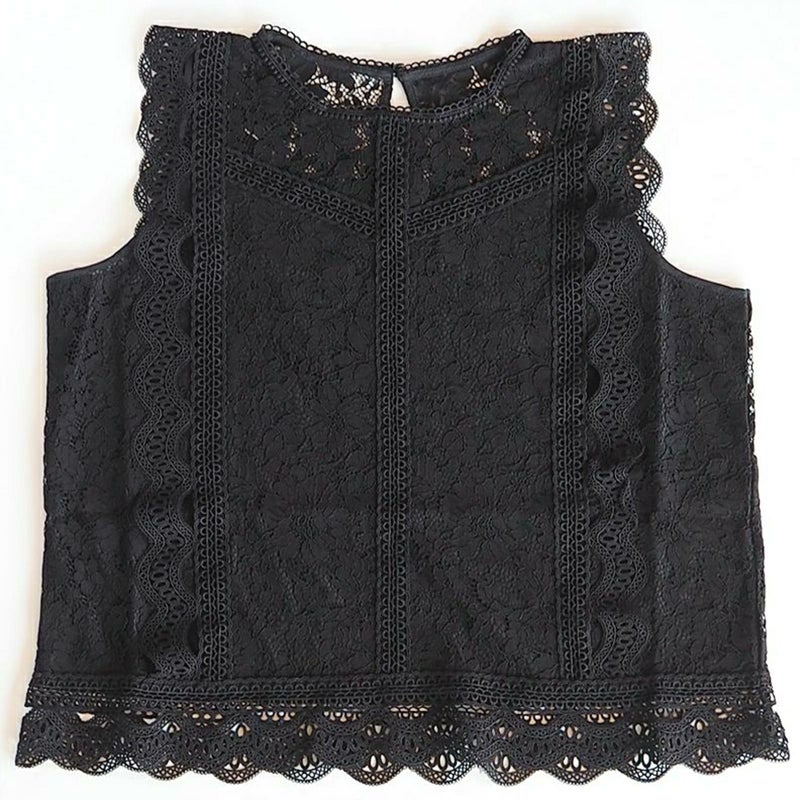 二の腕カバー細見えレースブラウスブラック