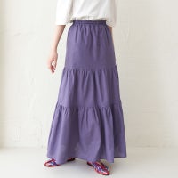 甘すぎないティアードスカート紫パープル夏コーデ