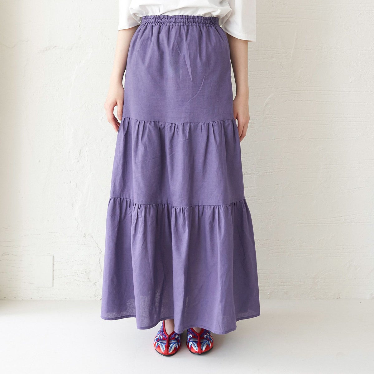 甘すぎないマキシ丈ロングスカート紫パープル