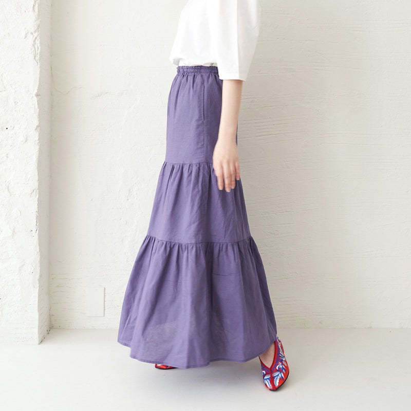 ウエストゴムのロングスカート（マキシ丈）