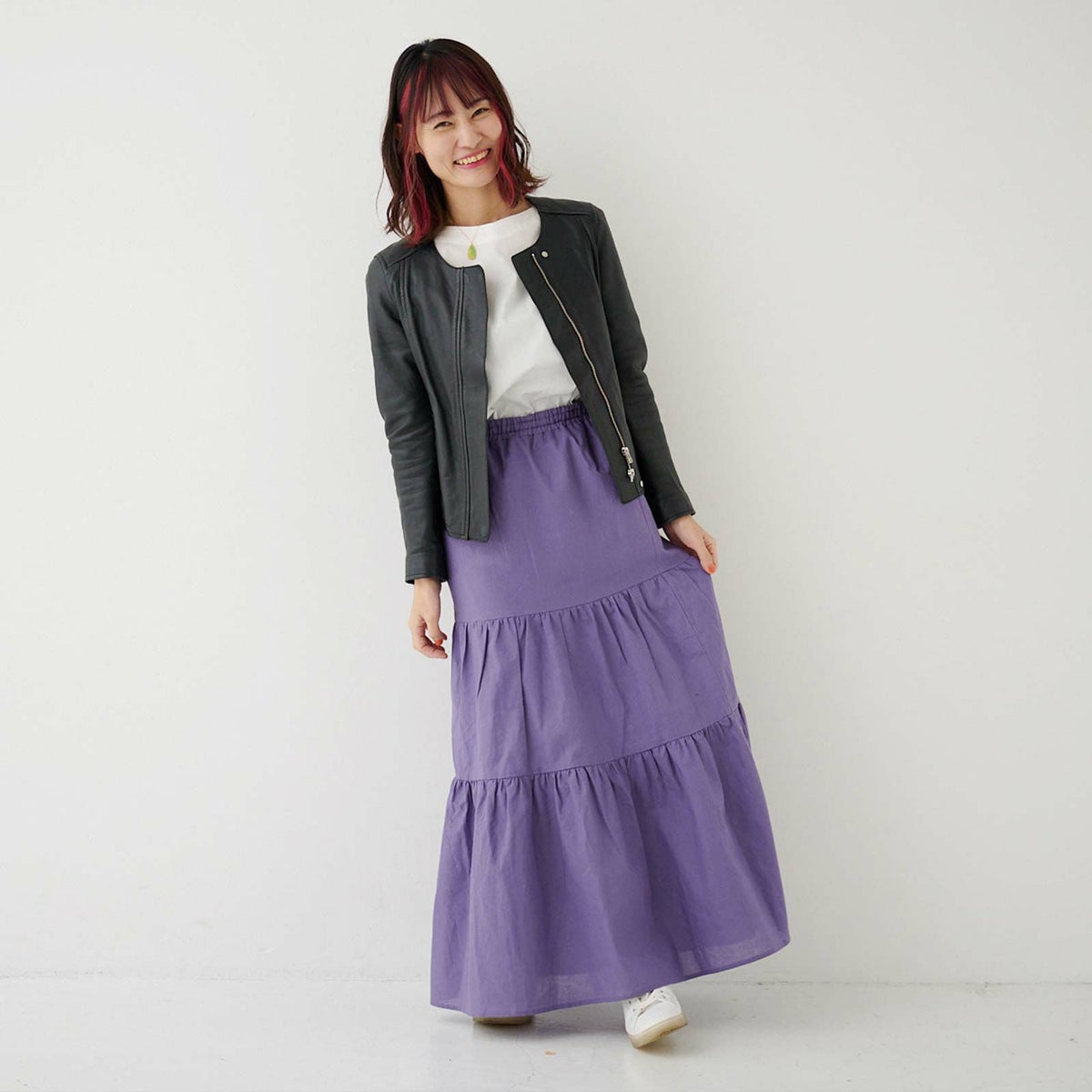 スッキリ細見えウエストゴム入りロングスカート