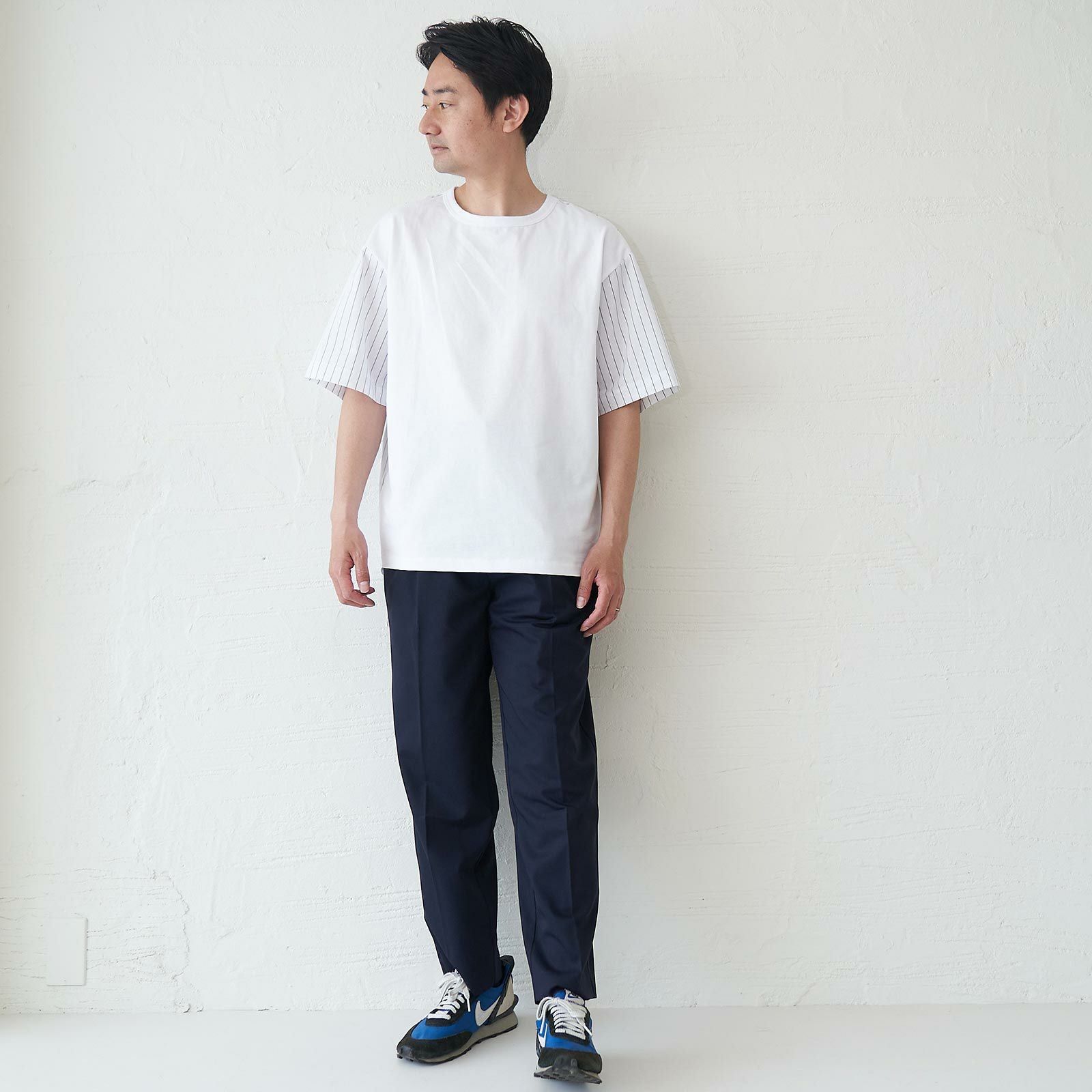 メンズ 1枚で決まるドッキングTシャツ(ホワイト) | もりのがっこう公式