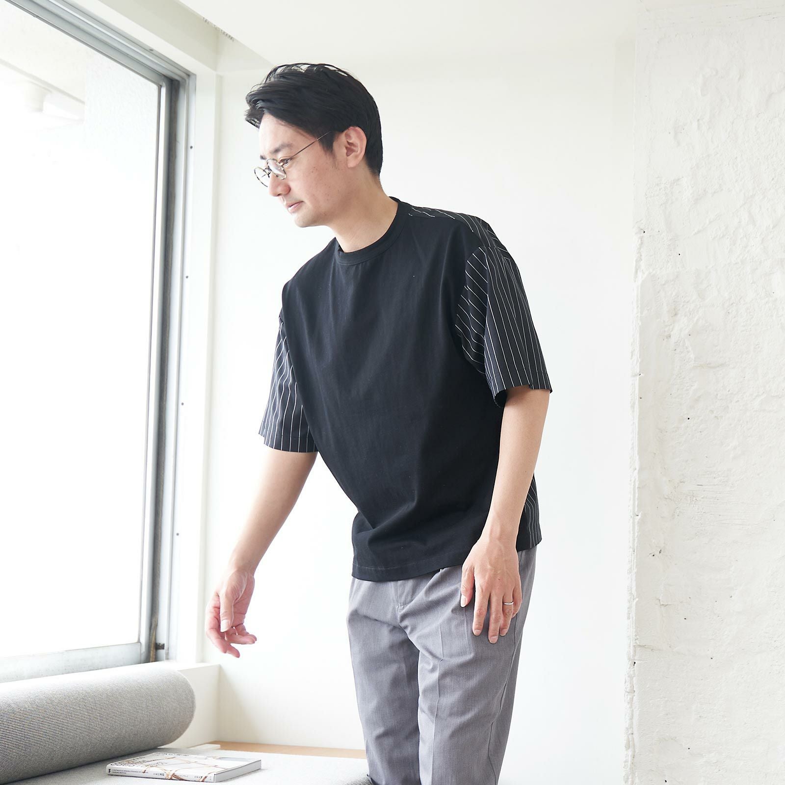 メンズ 1枚で決まるドッキングTシャツ(ブラック) | もりのがっこう公式