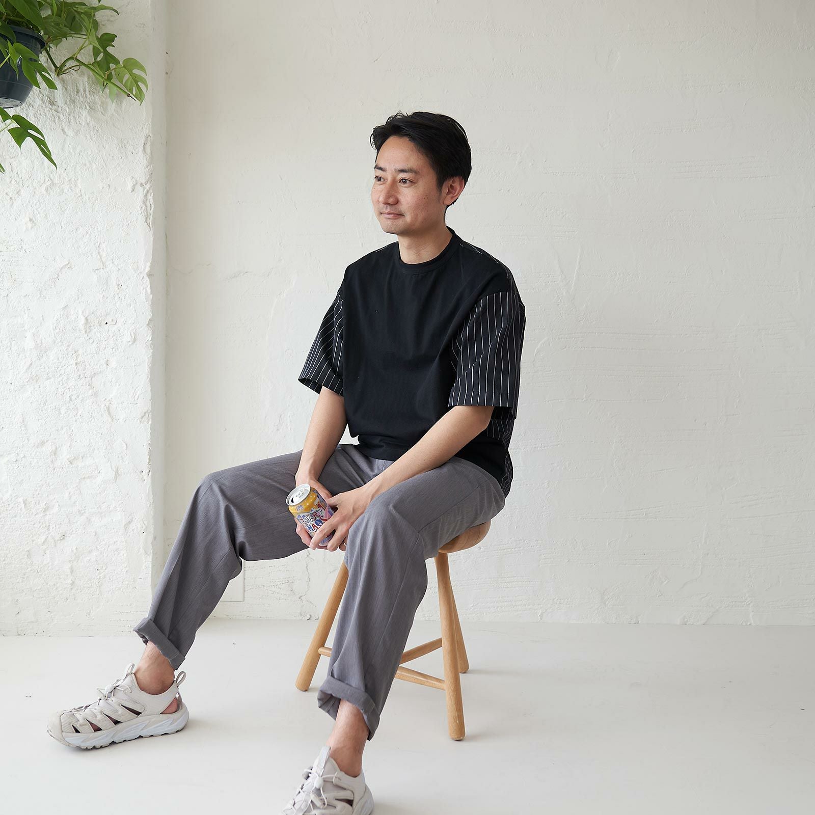 メンズ 1枚で決まるドッキングTシャツ(ブラック) | もりのがっこう公式
