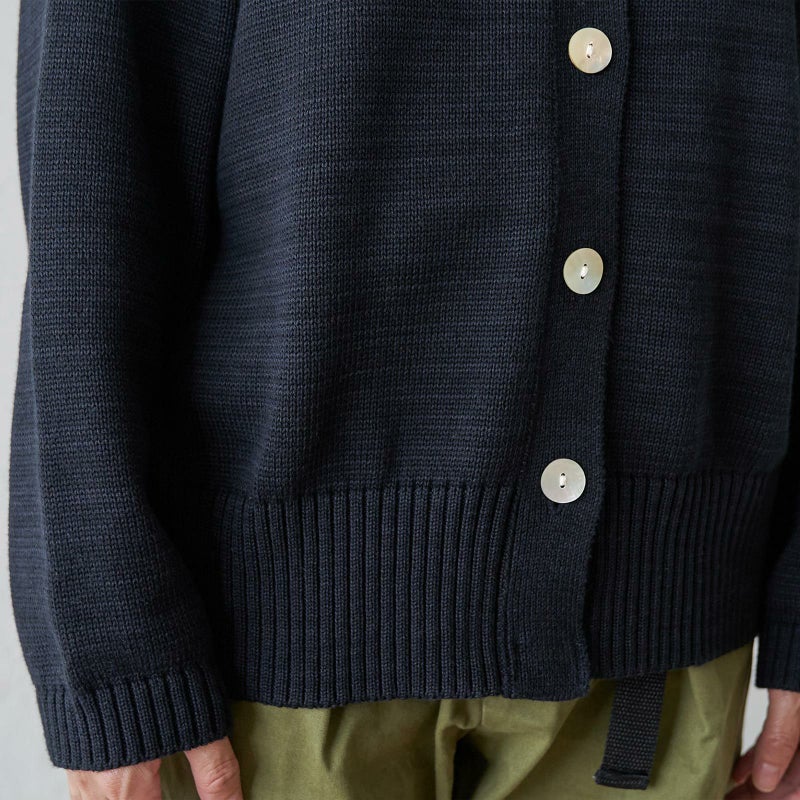 コットンニットカーディガン黒ブラック制服レディース