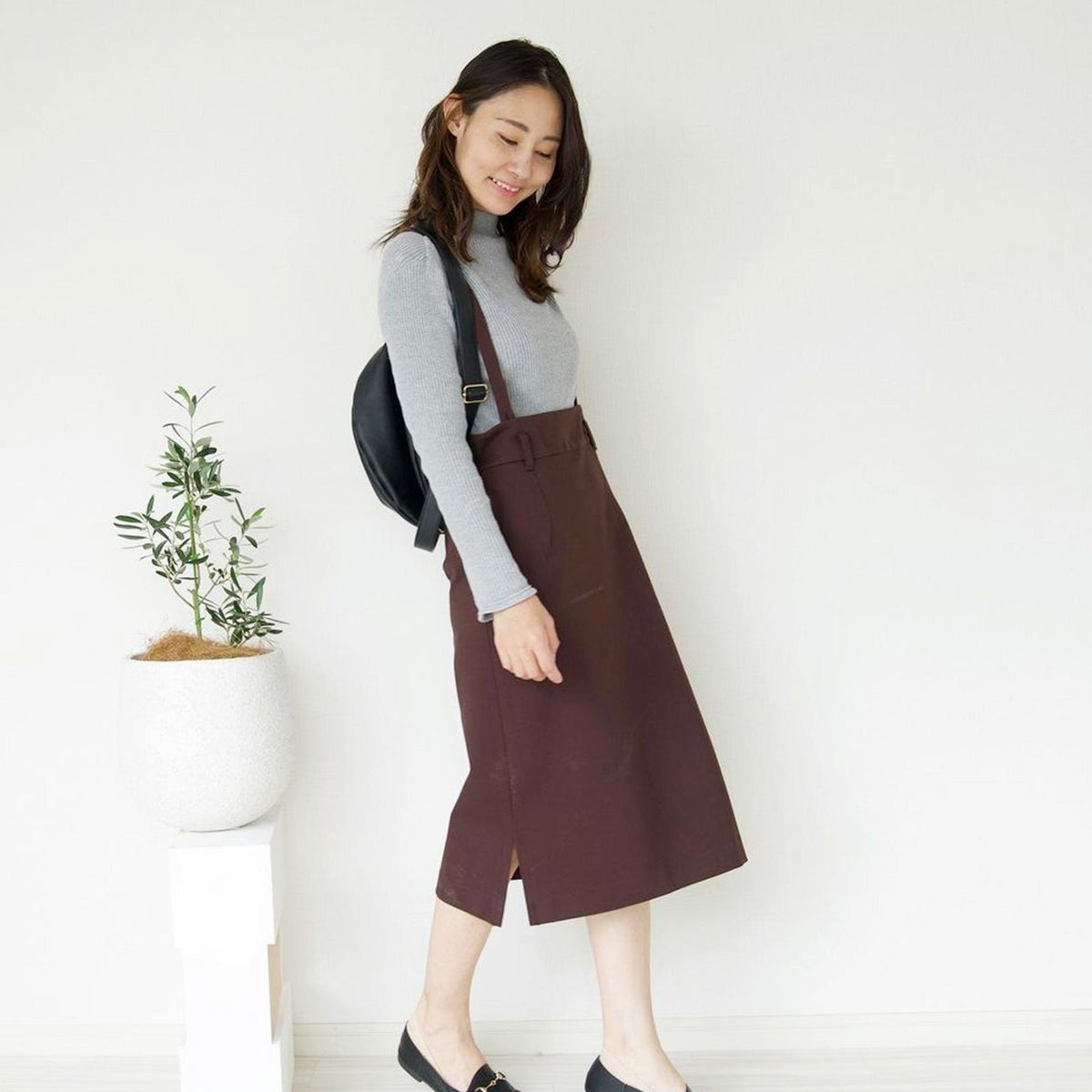 チクチクしないコットンハイネック乾燥肌グレー