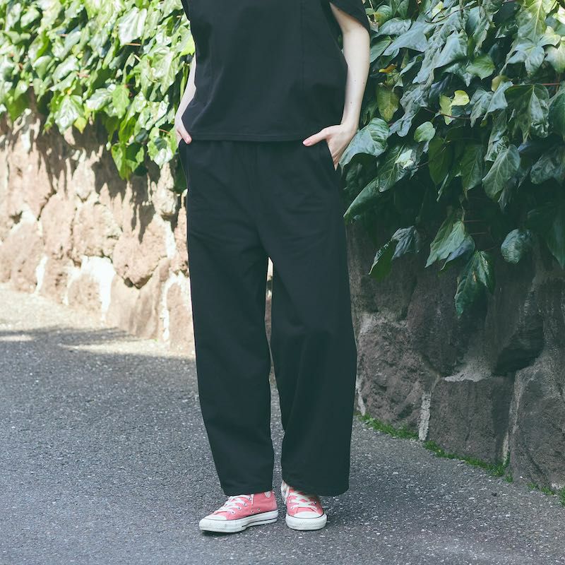 ストレッチサマーワイドパンツ（ブラック） | もりのがっこう公式