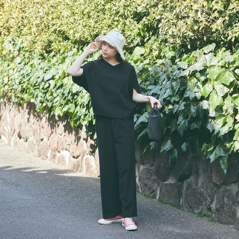 ストレッチサマーワイドパンツ（ブラック） | もりのがっこう公式