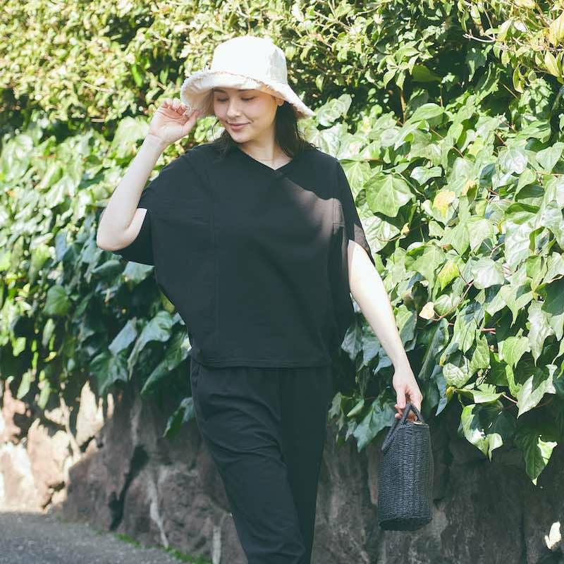 ドルマンTシャツ&パンツ上下セットアップ（ブラック） | もりのがっ