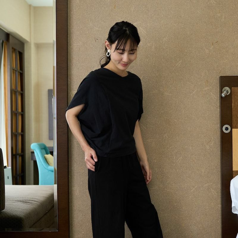 ドルマンTシャツ&パンツ上下セットアップ（ブラック） | もりのがっ