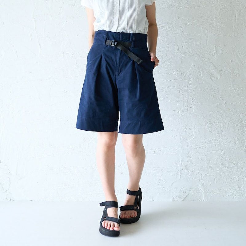 ウエストベルト付きベイカー ショートパンツ（ネイビー） | もりのがっ