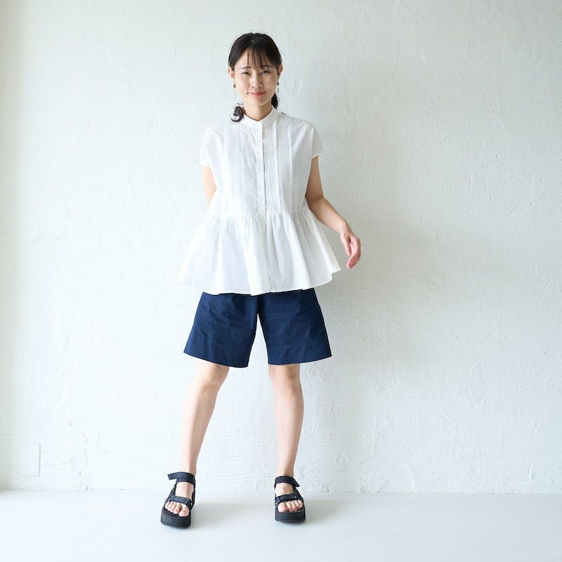 ウエストベルト付きベイカー ショートパンツ（ネイビー） | もりのがっ