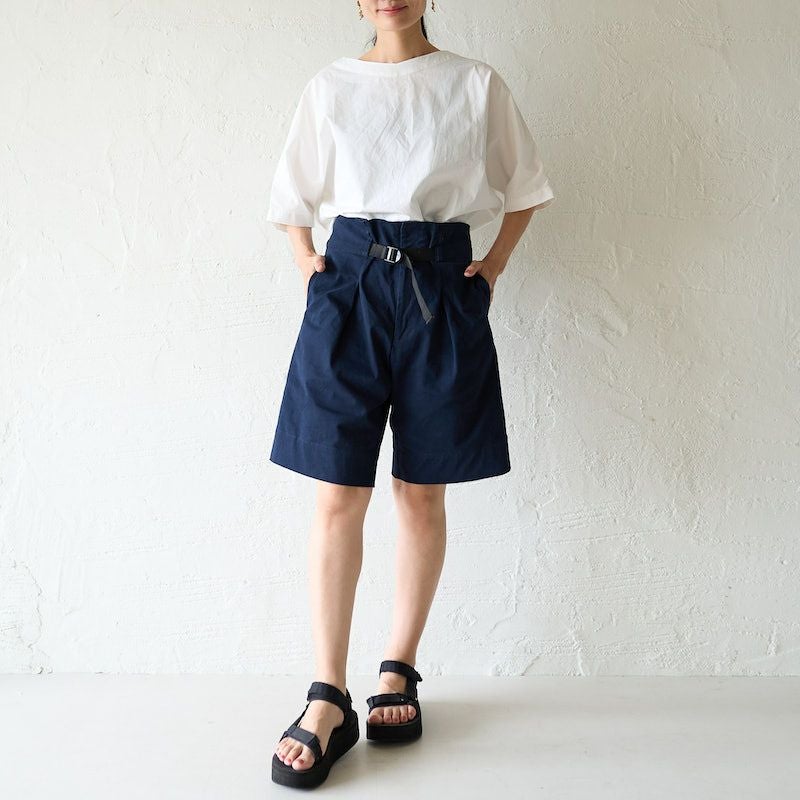 ウエストベルト付きベイカー ショートパンツ（ネイビー） | もりのがっ
