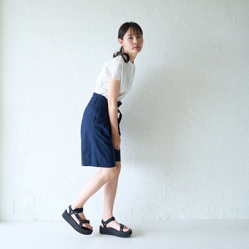 ウエストベルト付きベイカー ショートパンツ（ネイビー） | もりのがっ