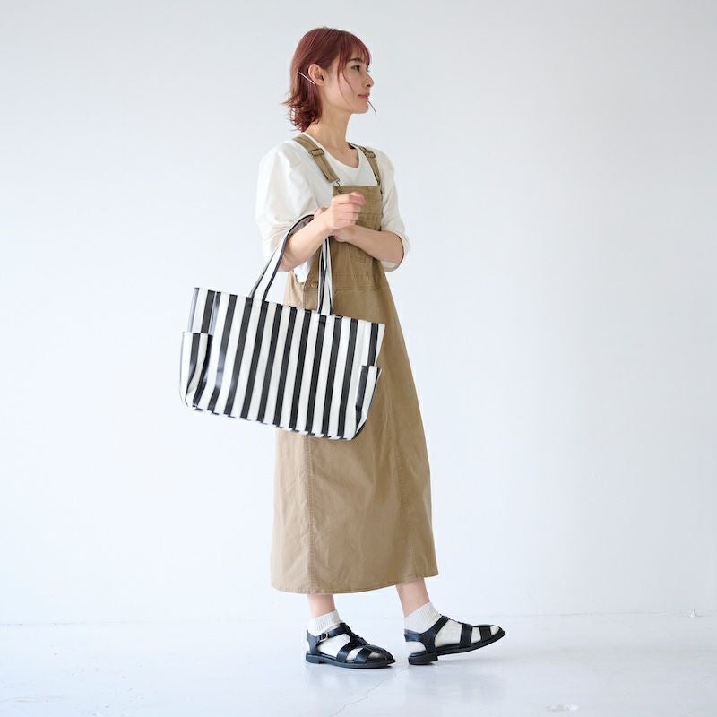 サイドポケ付きトートバッグLサイズ（ストライプ）B4サイズ | もりのが