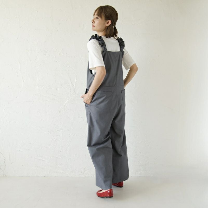 大人可愛いフリルサロペットパンツ(グレー) | もりのがっこう公式