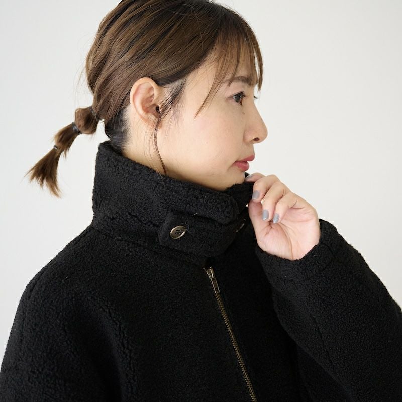 ハイネック ジップボアジャケット（ブラック） | もりのがっこう公式