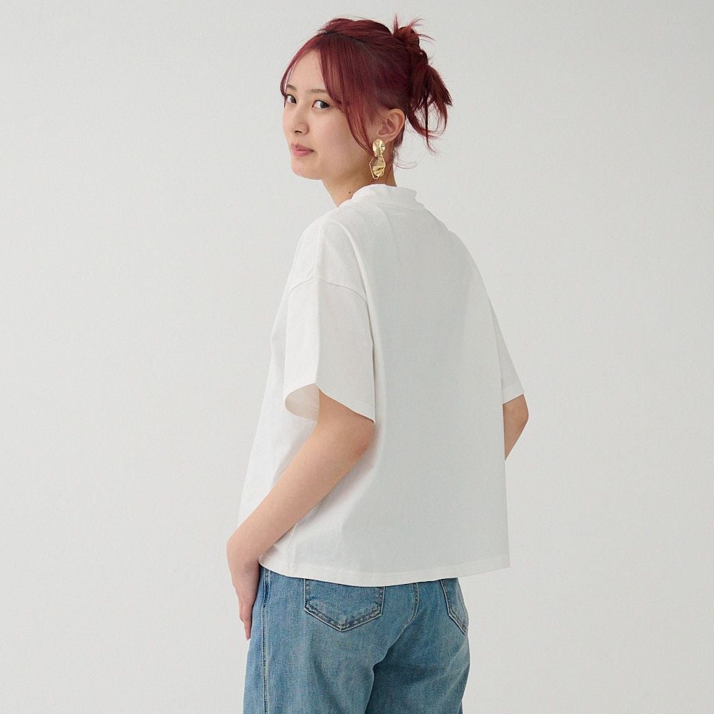 シンプルきれいめモックネックTシャツ(ホワイト) | もりのがっこう公式