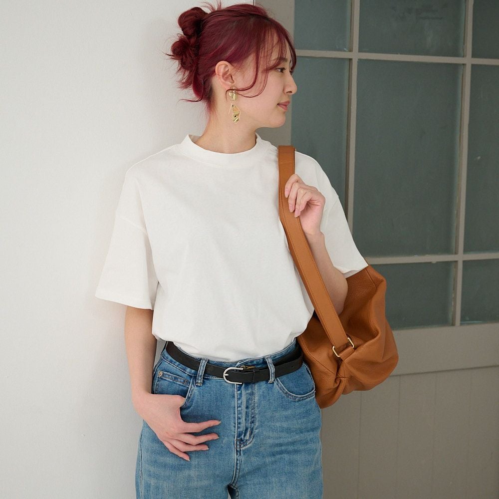 シンプルきれいめモックネックTシャツ(ホワイト) | もりのがっこう公式