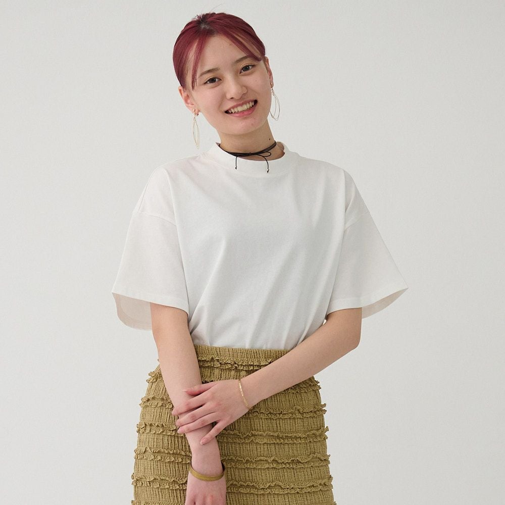 シンプルきれいめモックネックTシャツ(ホワイト) | もりのがっこう公式