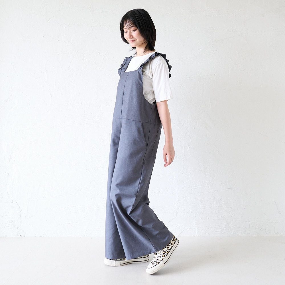大人可愛いフリルサロペットパンツ(グレー) 小柄さん | もりのがっこう公式