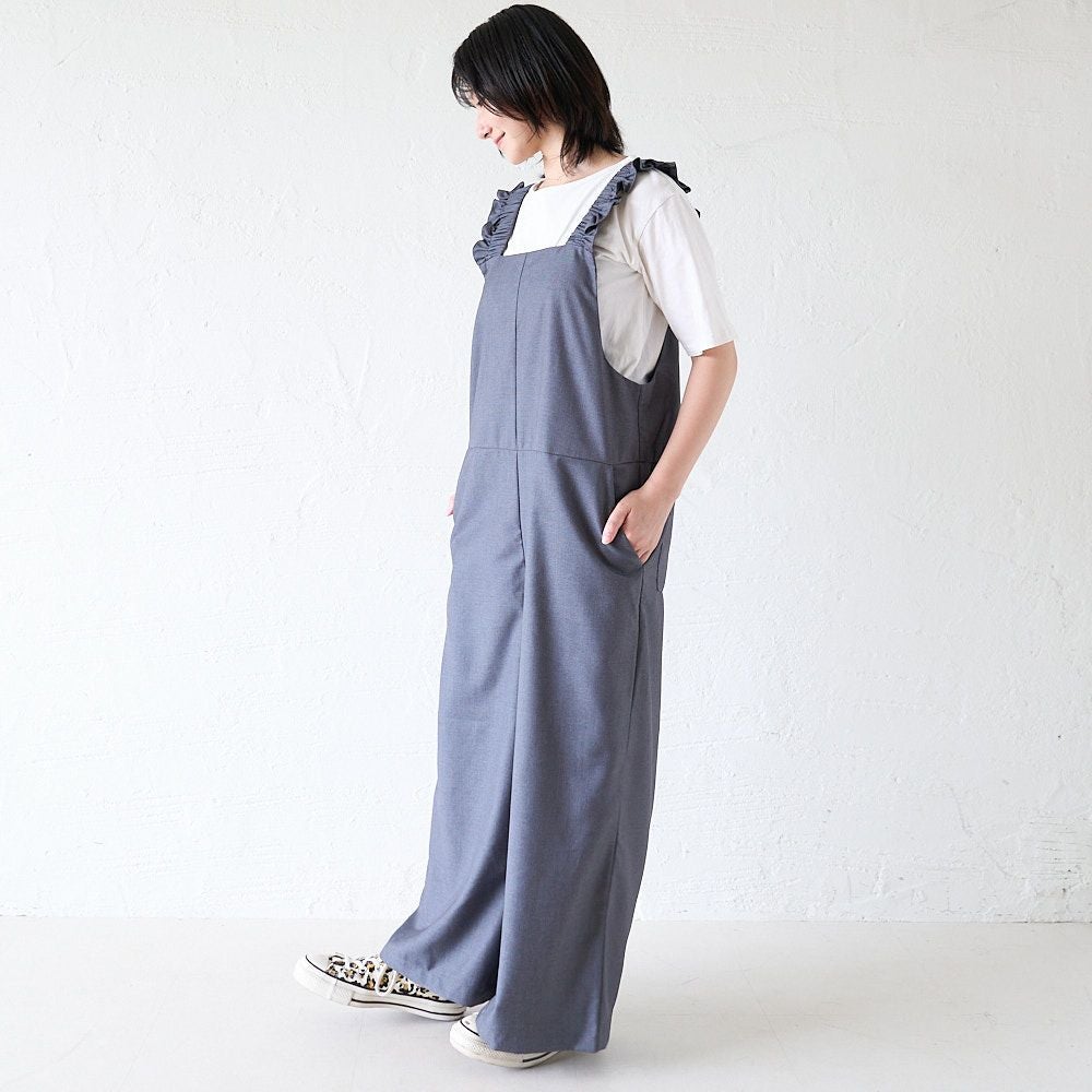 大人可愛いフリルサロペットパンツ(グレー) 小柄さん | もりのがっこう公式