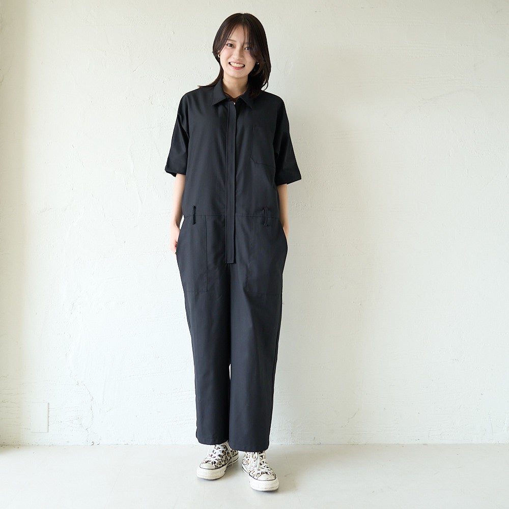 もりのがっこう 大人可愛い サロペットパンツ 黒ブラック