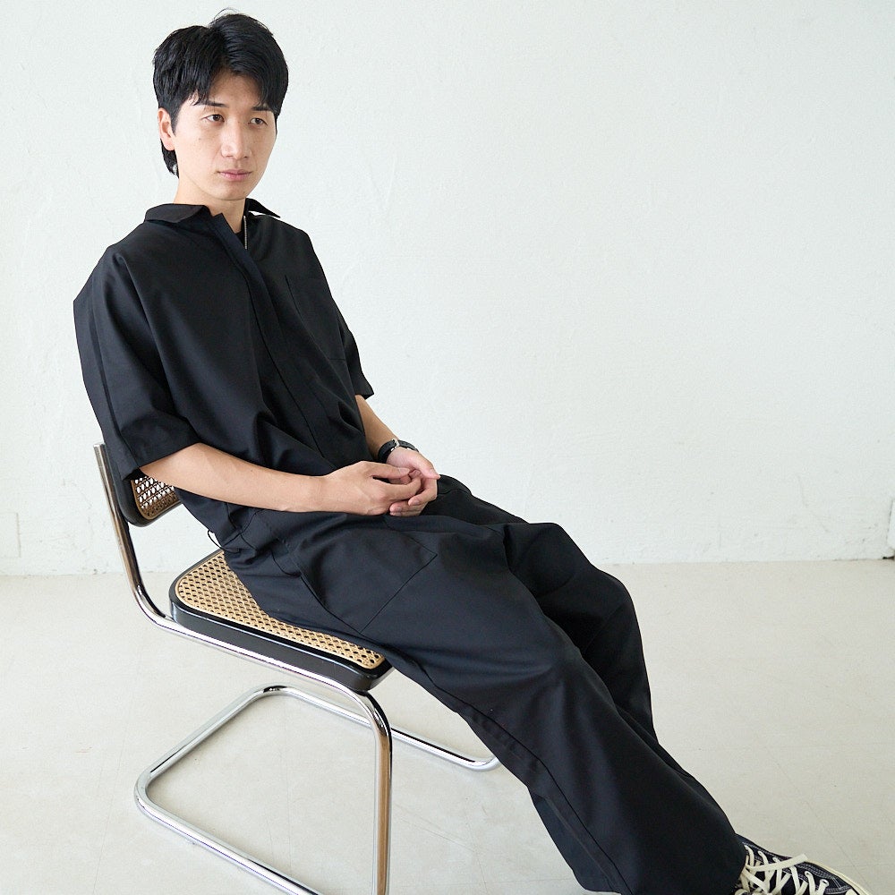 もりのがっこう 大人可愛い サロペットパンツ 黒ブラック