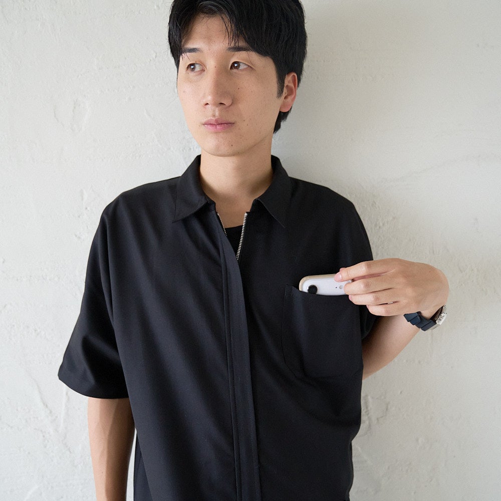 メンズサイズ 半袖オールインワン(ブラック) フリーサイズつなぎ