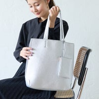 ポーチ付き縦型トートバッグ（シルバー）