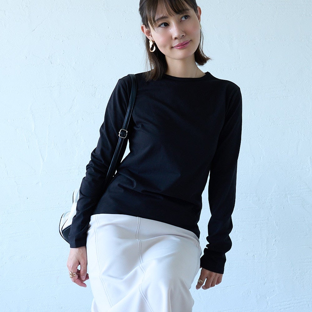 袖くしゅ美シルエット　ロングスリーブTシャツ（ブラック）