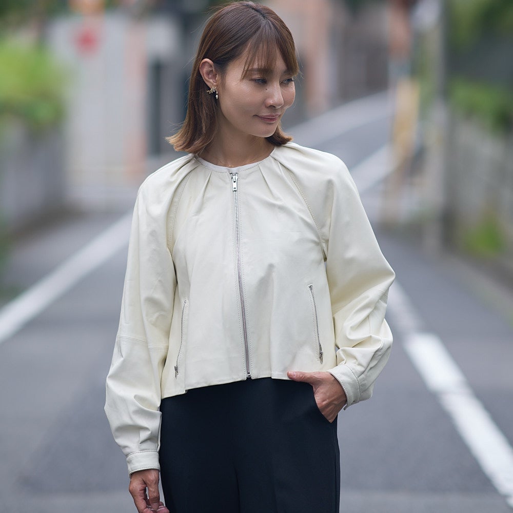 もりのがっこう 本革レザーギャザージャケット