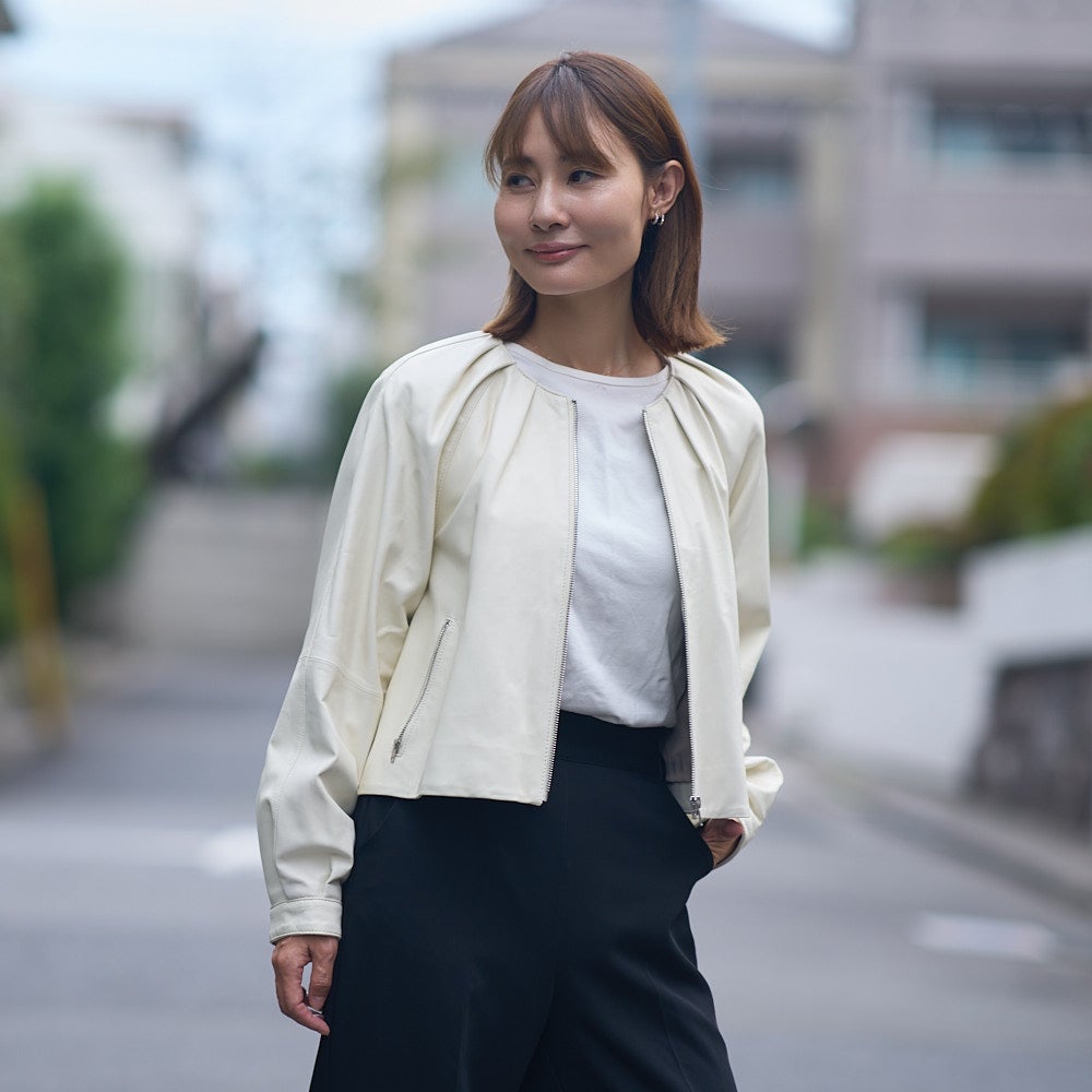 もりのがっこう 本革レザーギャザージャケット