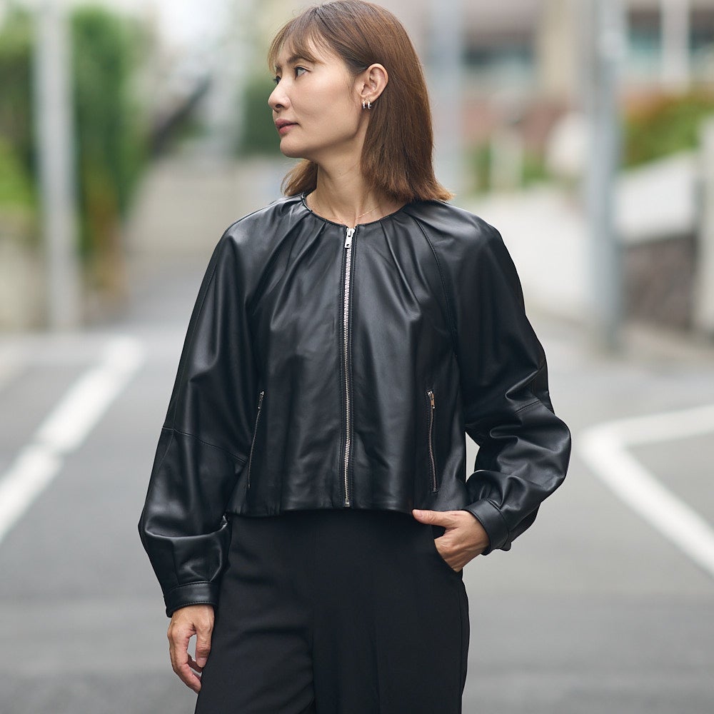 もりのがっこう 本革レザーギャザージャケット