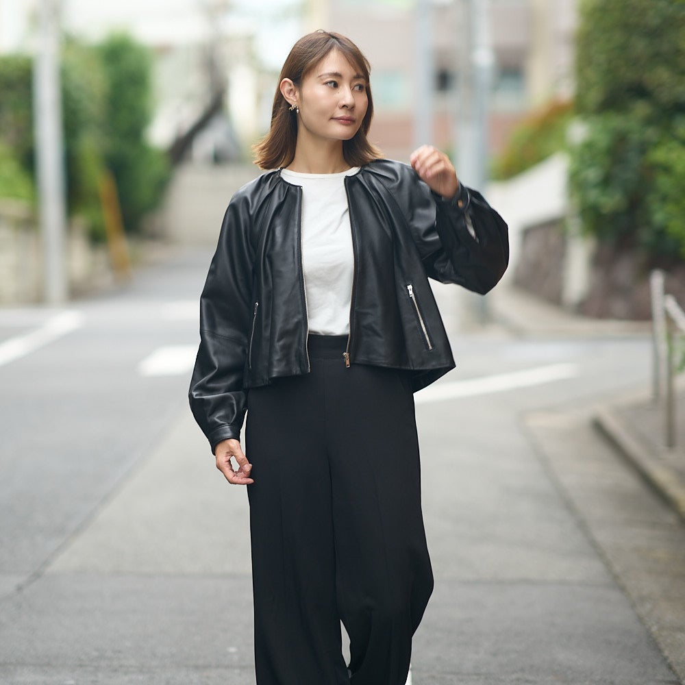 もりのがっこう 本革レザーギャザージャケット